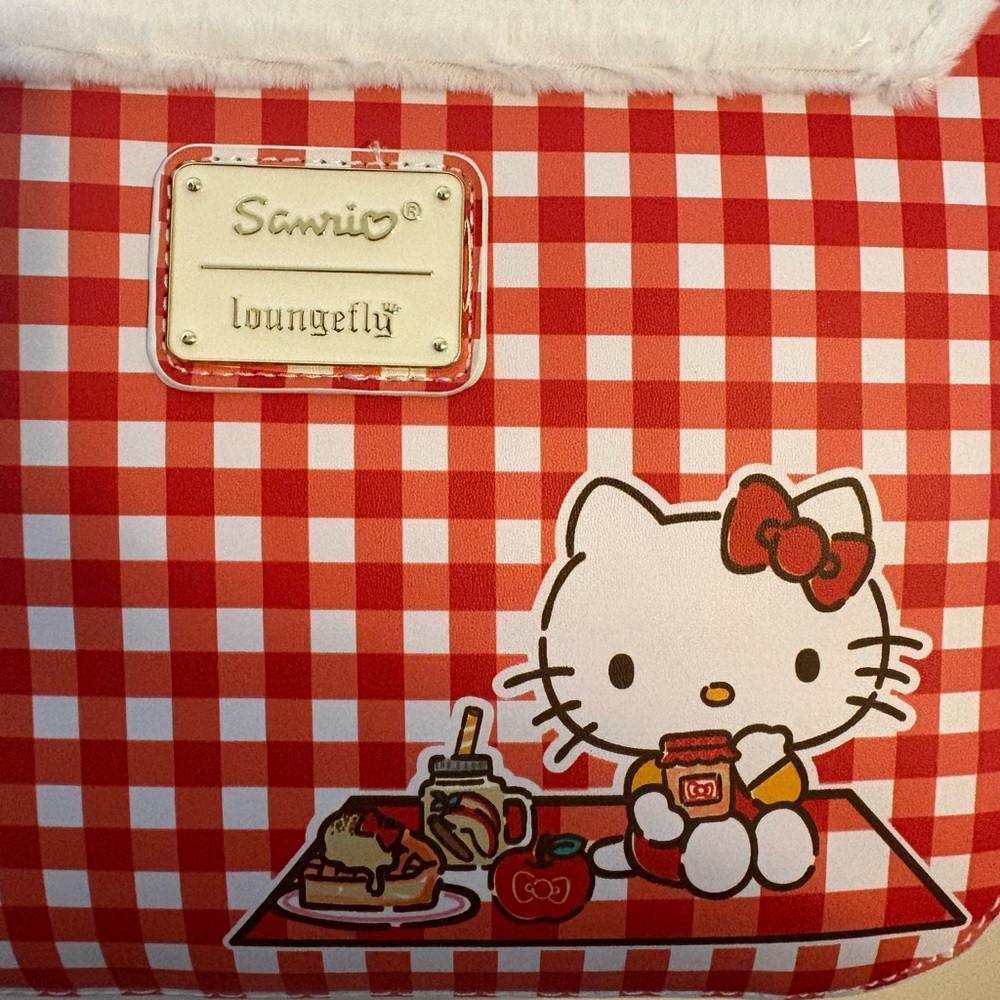 Loungefly Sanrio NWT Hello Kitty Red and White Gingham Cosplay Crossbody Bag - Picture 3 of 8